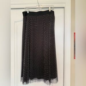 Dkny Black Maxi Pleated A-Line Skirt